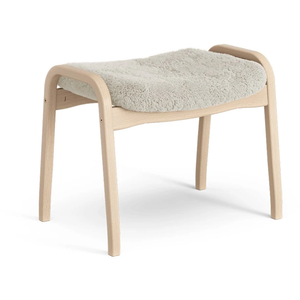 Photo of Lamino Footstool Sheepskin Moonlight, Natural Lacquered Beech