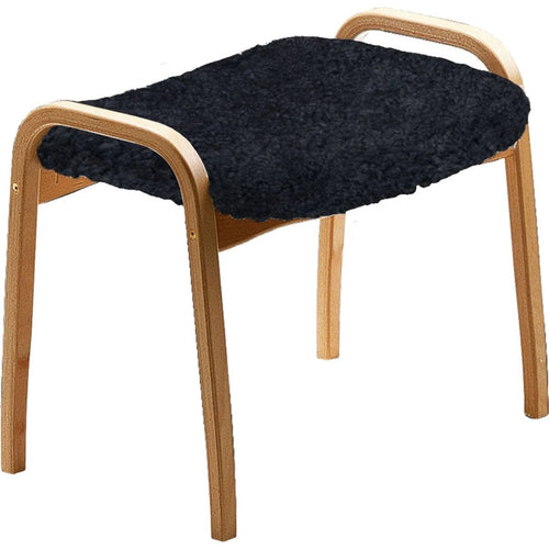 Photo of Lamino Stool, Oak, Sheepskin Black - Footstools - Yngve Ekström - Black - Wood/textile/wool
