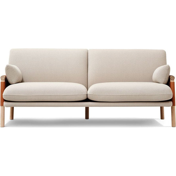 Photo of Savannah Sofa 8802 By Monica Förster - 2 Personers Sofa - Grand Linen Natural / Omni 307 Cognac / Light Oiled Oak - W180 X D84 X H80 X Sh42 Cm