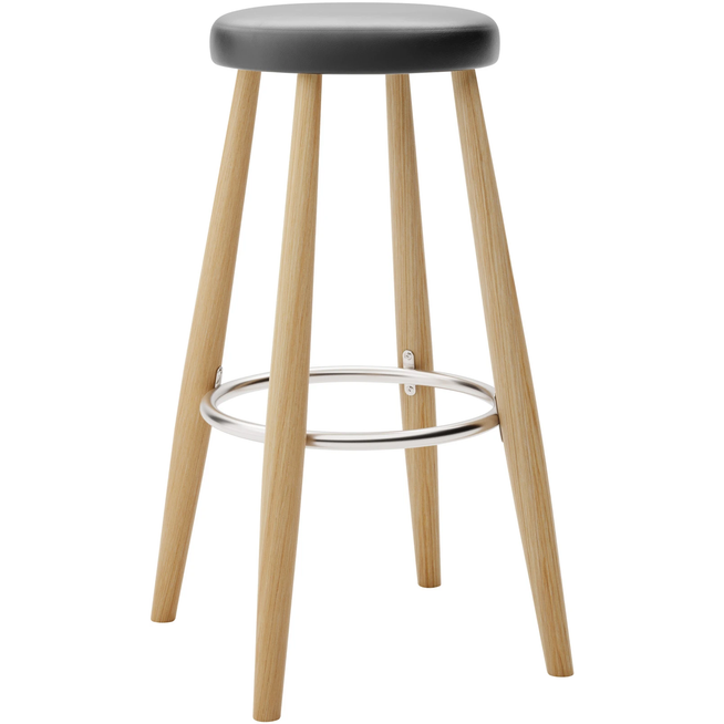 Photo of Carl Hansen - Ch56 High Stool, Oiled Oak, Leather Group C Sif - 98 - Bar stools & Bar stools - Hans J. Wegner - Wood - Leather/metal/wood