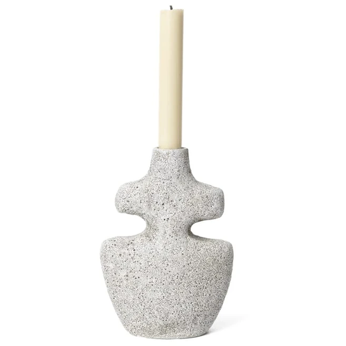 Photo of Yara Candle Holder - Lysestage - Yara Candle Holder - Medium - Grey Pumice - W12 X D5.6 X H17.5 Cm