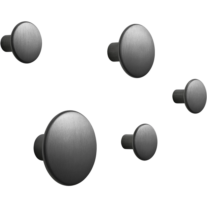 Photo of The Dots Metal Coat Hooks Set Of 5, Black - Krokar - Lars Tornøe