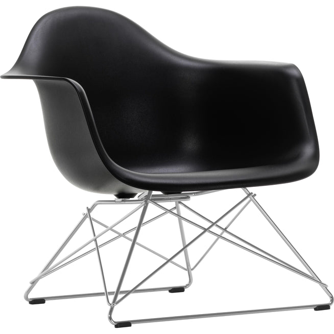 Photo of Eames Plastic Armchair Lar - 12 Deep Black - Chrome Base - Armchairs - Charles & Ray Eames - Black - Metal/Plastic