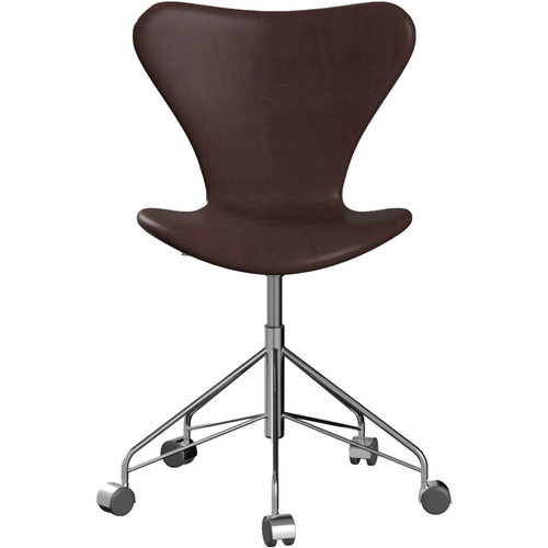 Photo of 3117 Sjuan - Full upholstery, Leather, Embrace Chocolate - Desk chairs - Arne Jacobsen - Brown