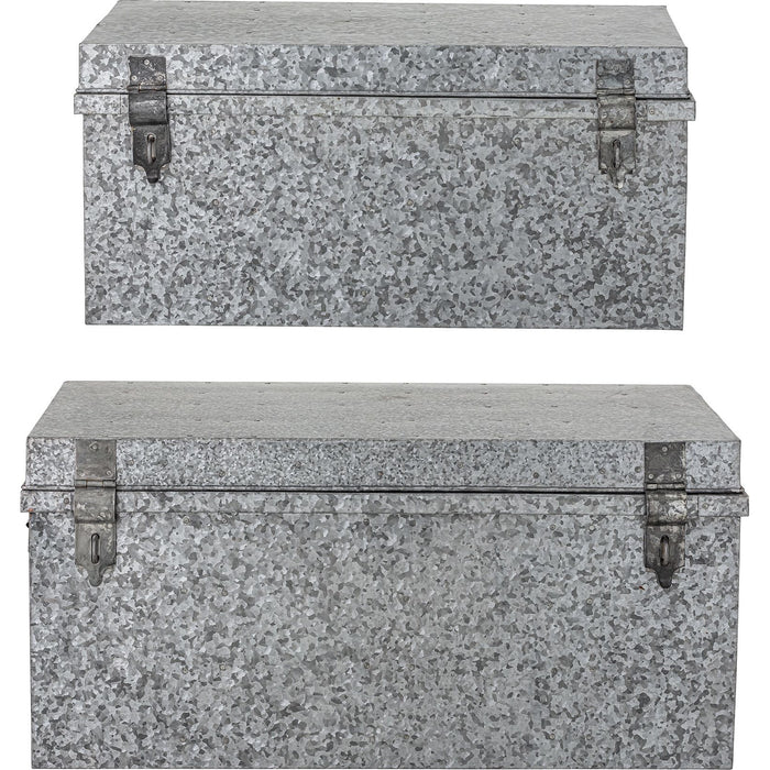 Photo of Storage Boxes with Lid Metal - Silver Set of 2 Pieces