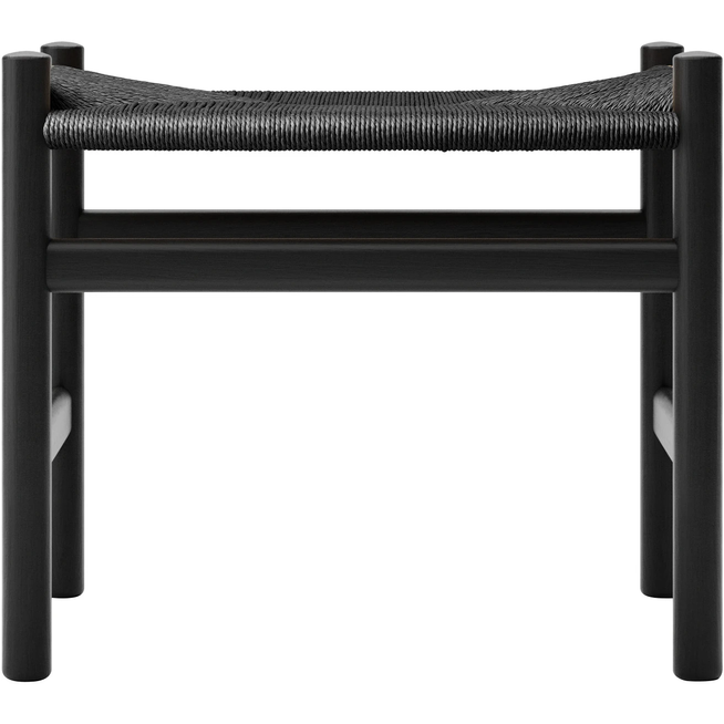 Photo of Carl Hansen - Ch53, oak, black, black braided, 39 cm - footstools - Hans J. Wegner - black - paper/wood