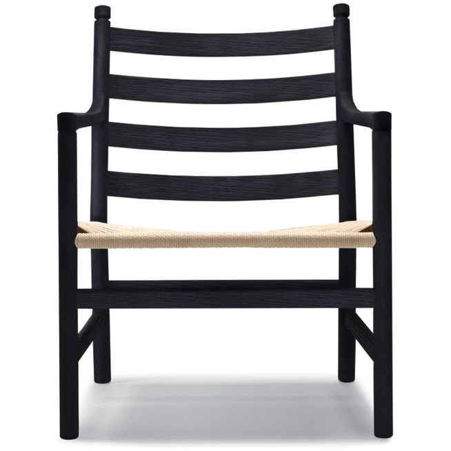 Photo of Carl Hansen - Ch44 Oak Black lacquered / Cord Natural - Armchairs - Hans J. Wegner - Wood - Natural material/wood
