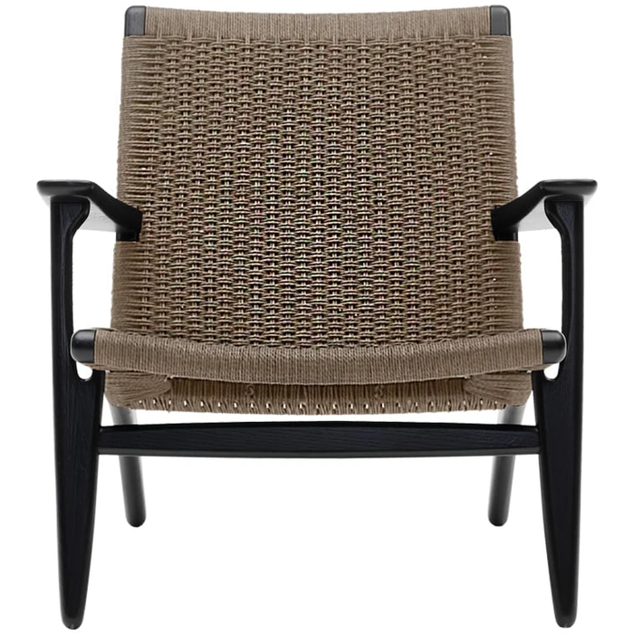 Photo of Ch25 Armchair Black lacquered oak-wicker