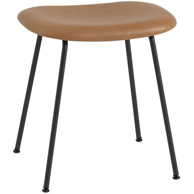 Photo of Fiber Stool, Tube Base, Silk Leather - Cognac/black - Sittpallar - Iskos-berlin - Brun - Metall/plast