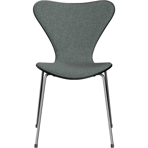 Photo of 3107 Sjuan - Front clad, Black, Fabric, Hallingdal 130 - Dining chairs - Arne Jacobsen - Grey - Metal/wood/textile material