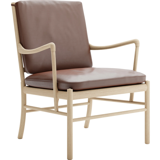 Photo of Carl Hansen - Ow149 - Colonial Chair, Soaped Oak, Leather Group C Sif - 92 - Armchairs - Ole Wanscher - Brown - Leather/Wood
