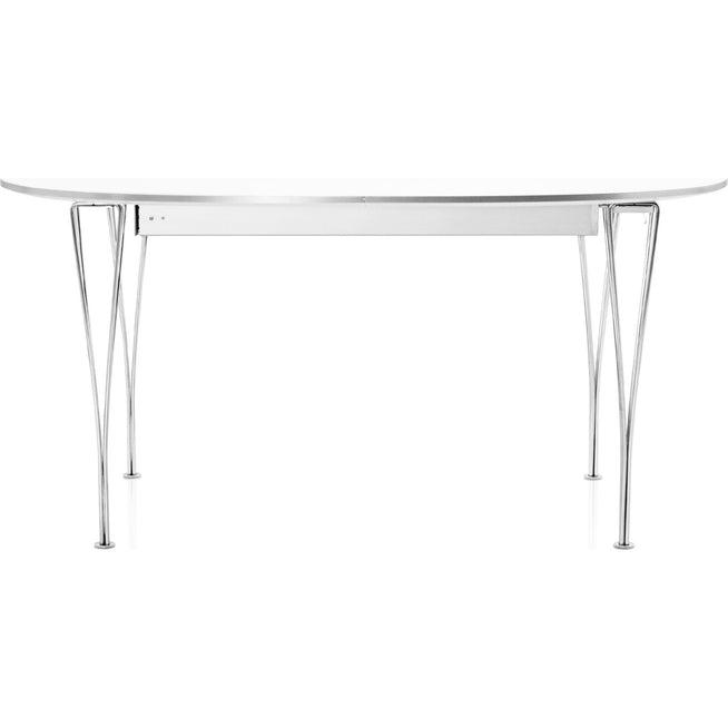 Photo of B619 Superellipsis Pull-out Laminate White Chrome - Dining Table - Arne Jacobsen,Bruno Mathsson,piet Hein - White - Metal/Wood