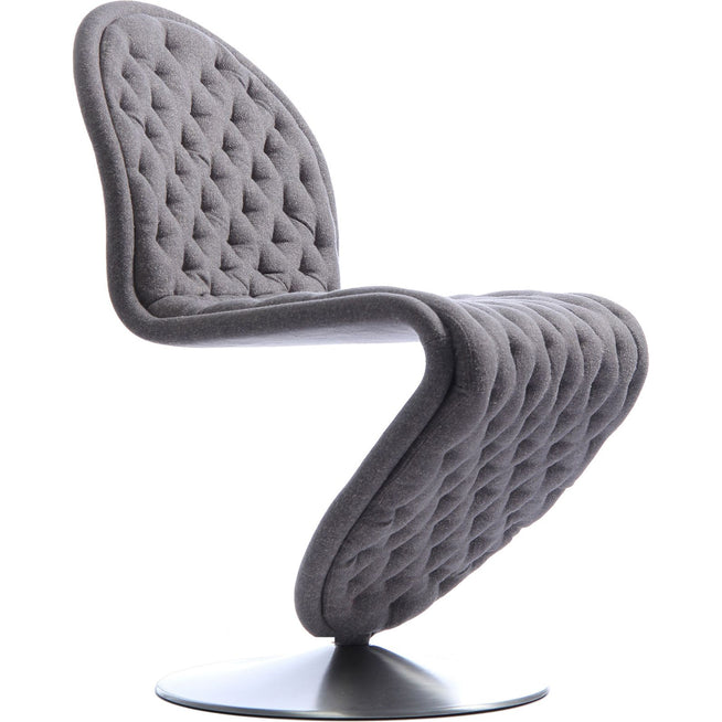 Photo of System 1-2-3 Dining Chair Deluxe Vidar, Col. 0152, Round Base, Brushed Aluminium - Matstolar - Verner Panton - Grå - Metall/textilmaterial/skum