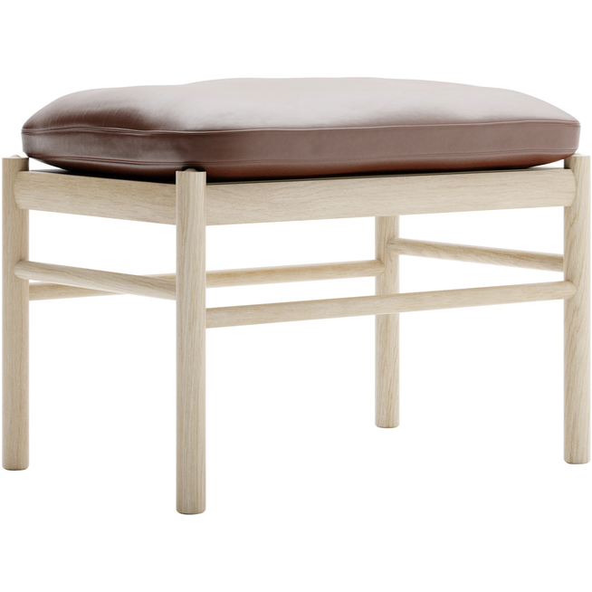 Photo of Carl Hansen - Ow149f - Colonial Footstool, Soaped Oak, Leather Group C Sif
