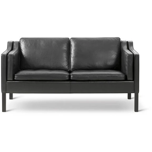 Photo of Mogensen 2-seater Sofa 2212 By Børge Mogensen - 2 Personers Sofa - Max 98 Black / Black Lacquered Oak - W158 X D81 X H80 X Sh43 Cm