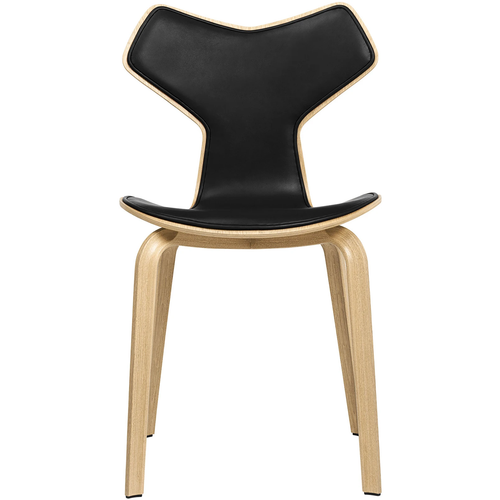 Photo of 4130 Grand Prix, Oak, Front Cover, Leather, Basic Black - Arne Jacobsen - Black - Leather/Metal/Wood