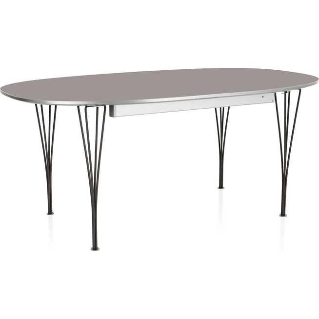 Photo of Superellips Extendable B620 – 170-270x100 cm Grey Efeso/black - Dining table - Bruno Mathsson - Grey - Metal/wood