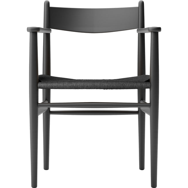Photo of Carl Hansen - Ch37, lacquered beech, black, black braided paper string - Dining chairs - Hans J. Wegner - Black - Wood
