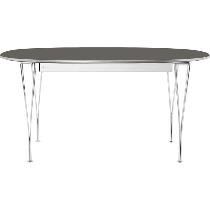 Photo of B620 Superellipse Extendable, Laminate, Grey, Chrome - Dining Table - Arne Jacobsen,bruno Mathsson,piet Hein