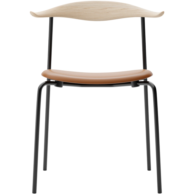 Photo of Carl Hansen - Ch88p - Black Steel, Oak, Soaped, Leather Group B Thor - 307 - Dining Chairs - Hans J. Wegner - Brown - Leather/Wood