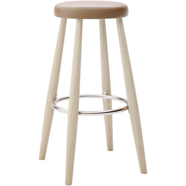 Photo of Carl Hansen - Ch56 High Stool, Soaped Oak, Leather Group C Sif - 91 - Bar stools & Bar stools - Hans J. Wegner - Wood - Leather/metal/wood