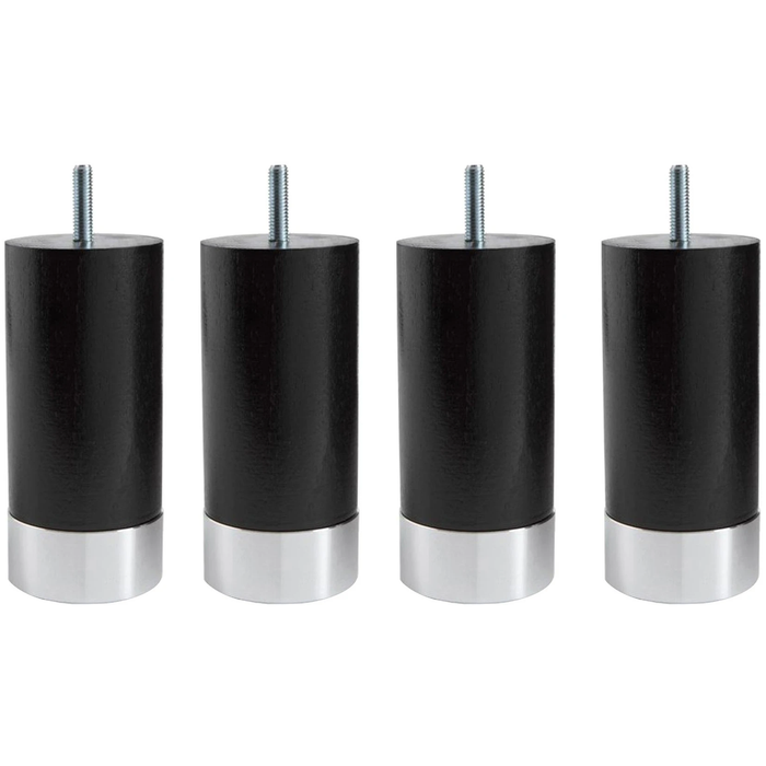 Photo of Cylinder Bed Legs Black With Alu. Foot 17 cm - Bed legs - Wood-coloured