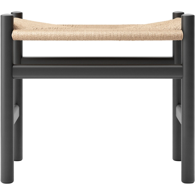 Photo of Carl Hansen - Ch53, beech, black, braided, 39 cm - footstools - Hans J. Wegner - Black - Paper/wood