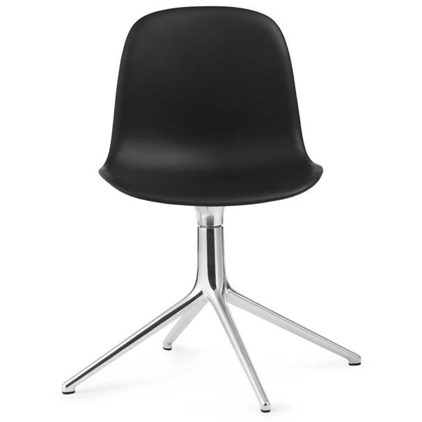 Photo of Form Swivel Chair Sh: 44cm - Black Leather/Aluminium