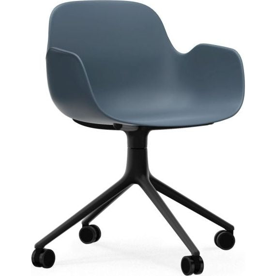 Photo of Form Armchair Swivel 4w Alu - Kontorstol - Blue / Black Aluminum - H79 X W56 X D52 X Sh44 Cm