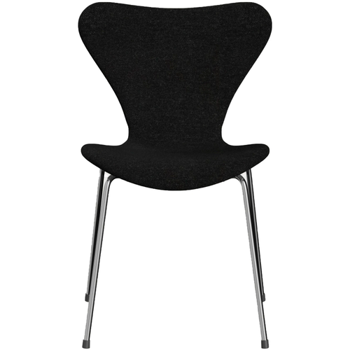 Photo of 3107 Sjuan - Fully upholstered, Fabric, Hallingdal 180 - Dining chairs - Arne Jacobsen - Grey - Metal/wood/textile material