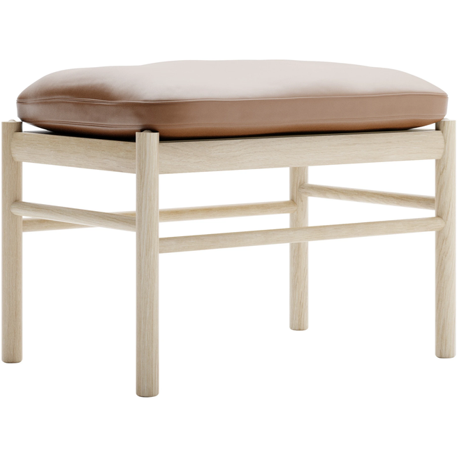 Photo of Carl Hansen - Ow149F - Colonial Footstool, Soaped Oak, Leather Group B Thor