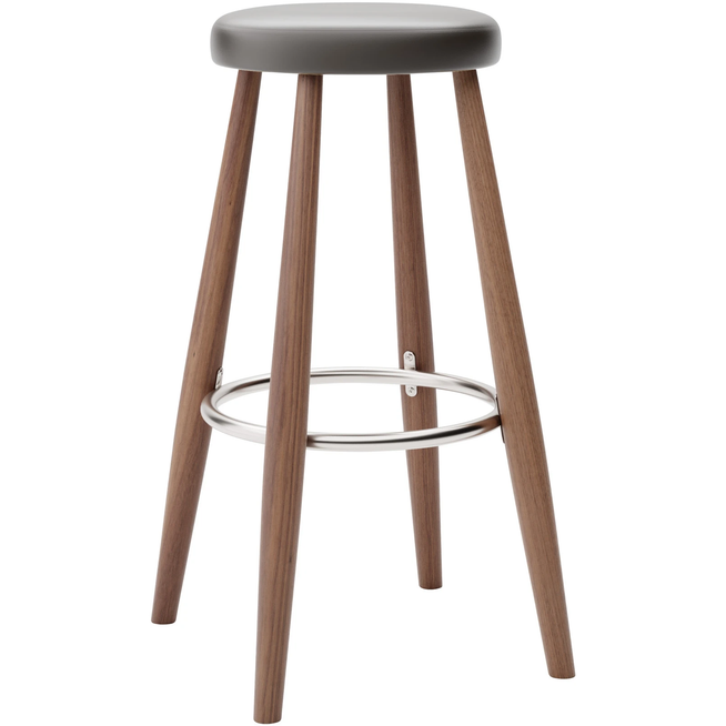 Photo of Carl Hansen - Ch56 High Stool, Oiled Walnut, Leather Group B Thor - 377 - Bar stools & Bar stools - Hans J. Wegner - Wood - Leather/metal/wood