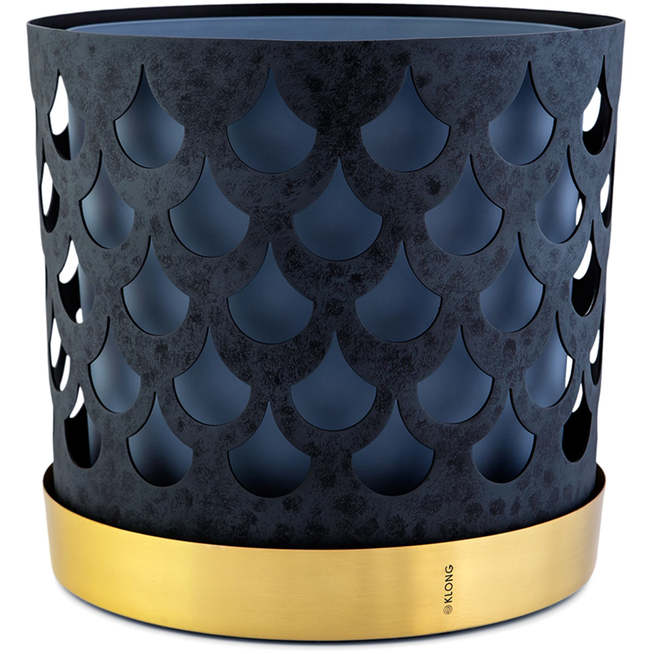 Photo of Trio Flower Pot - Large, Drop, Grey-Blue - Pots & Vases - Ania Pauser - Gold, Blue