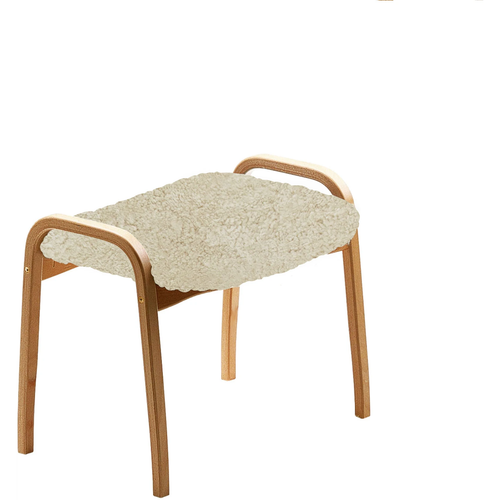 Photo of Lamino Stool, Oak, Sheepskin Moonlight - Footstools - Yngve Ekström - White - Wood/textile/wool