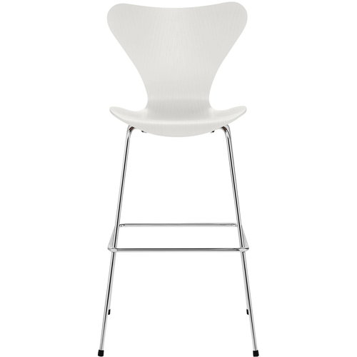 Photo of 3197 Sjuan Coloured Ash Veneer - White - Bar stools & Bar stools - Arne Jacobsen - White - Metal/wood