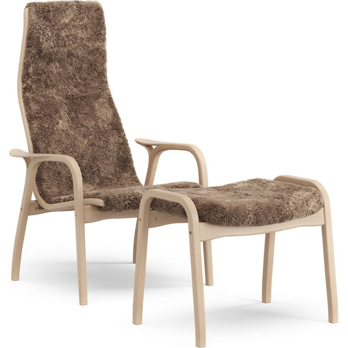 Photo of Lamino Armchair And Footstool Varnished Beech/sheepskin
