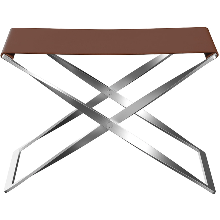 Photo of Pk91, Leather, Aura Cognac - Footstools - Poul Kjærholm - Brown - Metal