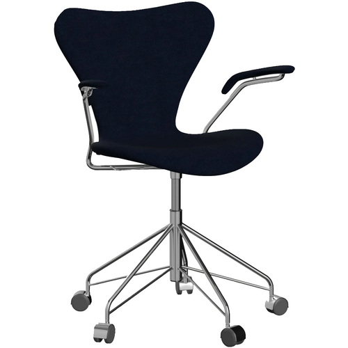 Photo of 3217 Sjuan - Fully upholstered, Fabric, Hallingdal 764 - Desk chairs - Arne Jacobsen - Blue