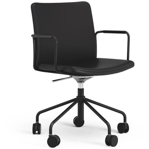 Photo of Stella Office Chair Can Be Raised/lowered With Tilt Leather Elmosoft 99999 Black, Black Stand, Flexible Back
