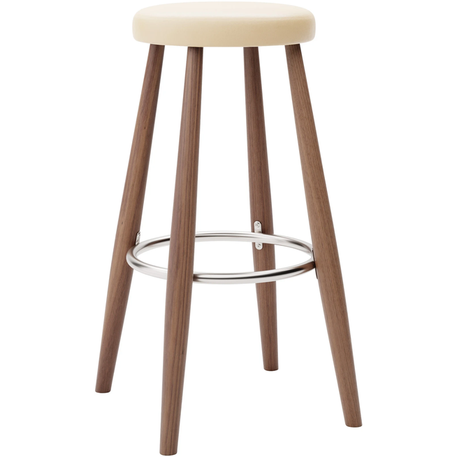 Photo of Carl Hansen - Ch56 High Stool, Oiled Walnut, Leather Group C Sif - 90 - Bar stools & Bar stools - Hans J. Wegner - Wood - Leather/metal/wood