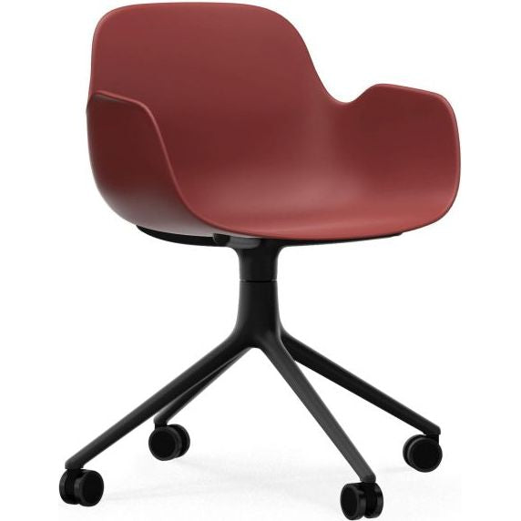Photo of Form Armchair Swivel 4w Alu - Kontorstol - Red / Black Aluminum - H79 X W56 X D52 X Sh44 Cm