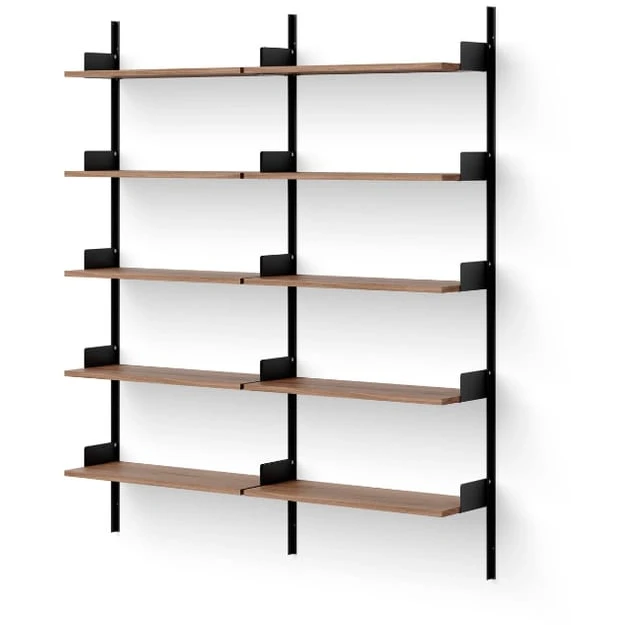 Photo of New Works Library Shelf - Reolsystem - Walnut / Black - H190 X W163.5 X D30.5 Cm