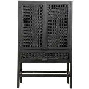 Photo of Wicker Teak Cabinet with Webbing - Black