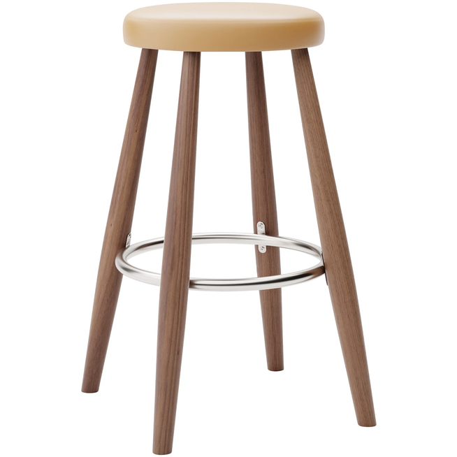 Photo of Carl Hansen - Ch58 Low Stool, Oiled Walnut, Leather Group A Loke - 7050 - Bar stools & bar stools - Hans J. Wegner - Wood - Leather/metal/wood