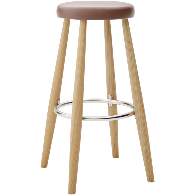 Photo of Carl Hansen - Ch56 High Stool, Oiled Oak, Leather Group C Sif - 92 - Bar stools & Bar stools - Hans J. Wegner - Wood - Leather/metal/wood