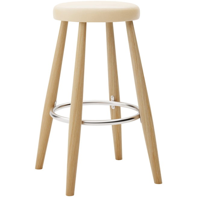 Photo of Carl Hansen - Ch58 Low Stool, Oiled Oak, Leather Group C Sif - 90 - Bar stools & Bar stools - Hans J. Wegner - Wood - Leather/metal/wood