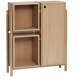 Photo of Wooden cabinet with shelves and door - natural