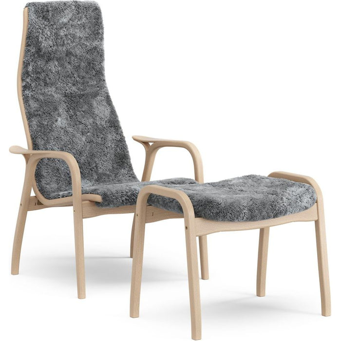 Photo of Lamino Armchair And Footstool Varnished Beech/sheepskin