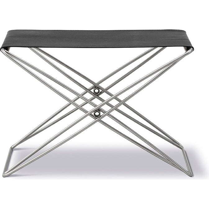 Photo of Jg Foldestolen 6565 By Jørgen Gammelgaard - Skammel - Max 98 Black / Brushed Stainless Steel - W60 X D46 X H40 Cm