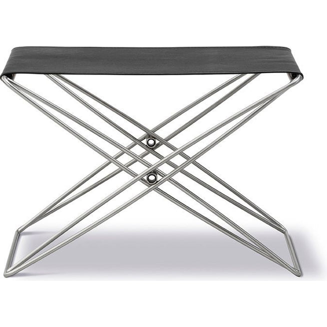 Photo of Jg Foldestolen 6565 By Jørgen Gammelgaard - Skammel - Max 98 Black / Brushed Stainless Steel - W60 X D46 X H40 Cm